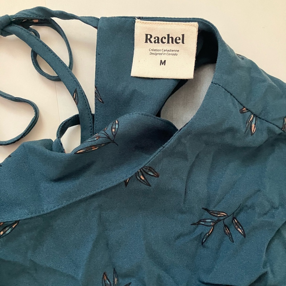 Rachel Blue Dress with Leaf Accents